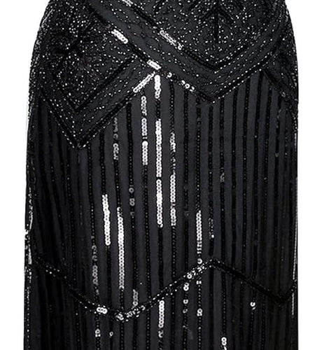 20S Flapper Gatsby Sequin Beaded Evening Cocktail Dress with Accessories Set