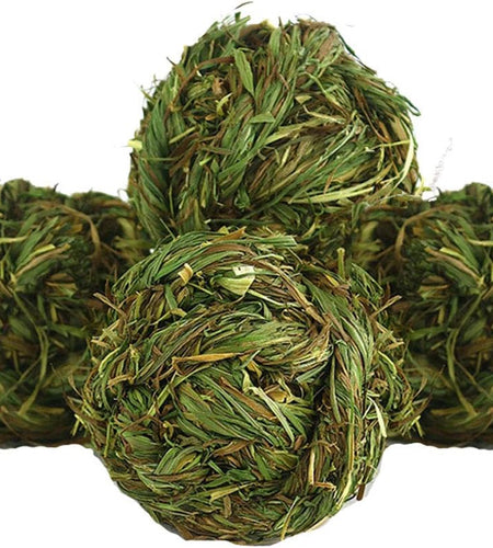 Bunny Grass Toy Natural Timothy Grass Small Animal Activity Play Chew Ball for Rabbits Hamster Guinea Pigs Gerbils(4 Pack)