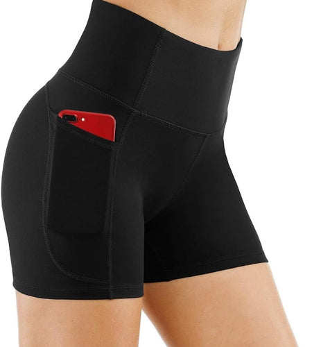 High Waist Yoga Shorts for Women'S Tummy Control Fitness Athletic Workout Running Shorts with Deep Pockets