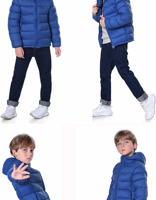 Load image into Gallery viewer, Hooded Puffer Jackets for Boys and Girls – Lightweight and Packable – Autumn and Winter Coat, Warm and Comfy
