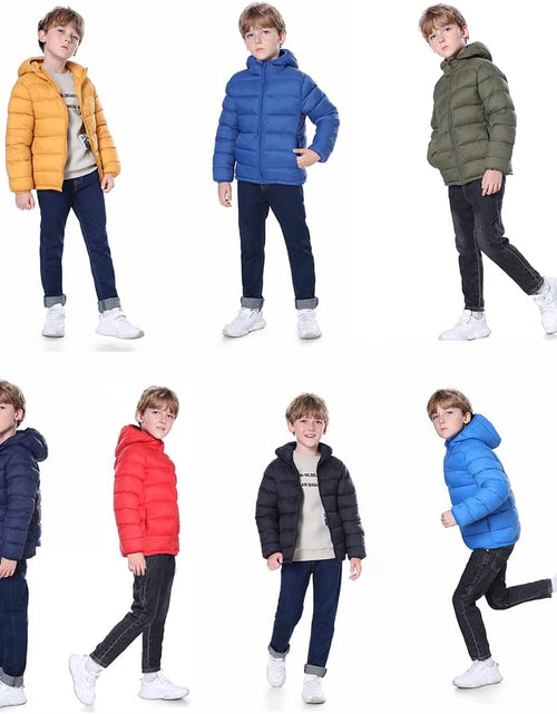 Load image into Gallery viewer, Hooded Puffer Jackets for Boys and Girls – Lightweight and Packable – Autumn and Winter Coat, Warm and Comfy
