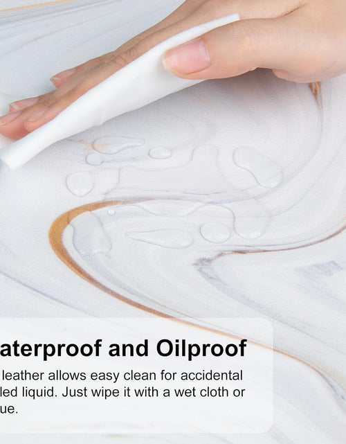 Load image into Gallery viewer, White Mouse Pad, Cute Marble Large Desk Mat, PU Leather Desk Protector Mousepad, Gold Grey Striped Waterproof Computer Keyboard Gaming Mouse Pads, Non Slip Extended Writing Pad 31.5" X 15.7"
